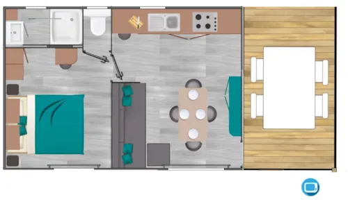 Huuraccommodatie(s) - Stacaravan Moon Tv - 19 M² - 1 Slaapkamer - image n°4 - Clico Chic - Eyrieux Camping