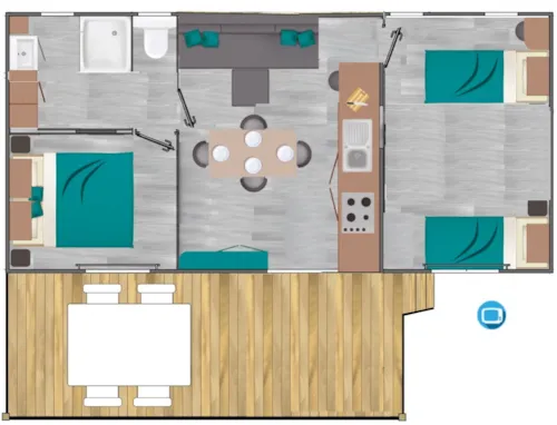 Huuraccommodatie(s) - Stacaravan Habana Airconditioning Tv - 25 M² - 2 Slaapkamers - image n°6 - Clico Chic - Eyrieux Camping