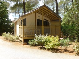 Location - Cabane Lodge Sahari Confort 25M² - 2 Chambres - Camping Le Relais de la Bresque