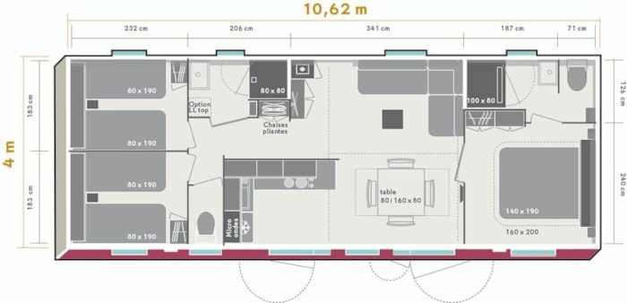 Mobil-Home Confort+ 3 Chambres 35M²