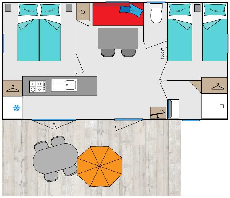 Mercure 62, 2 Chambres