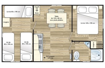 Domino 2 rooms 25m² (5 Pers. 4 adults max - no smoking) — 6