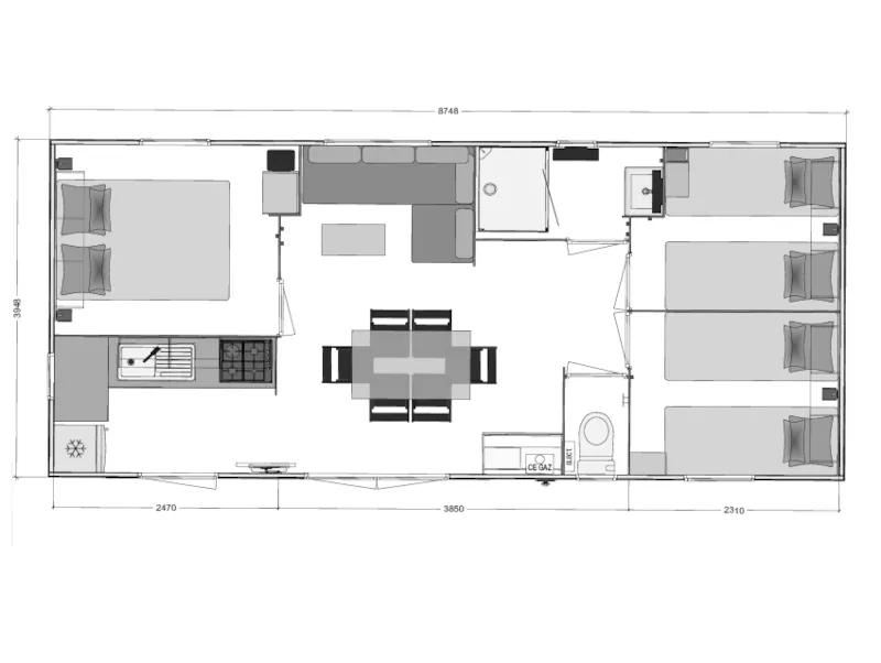Mobil-Home -Espace - 3 Chambres