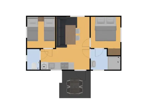 Mietunterkunft - Mobilheim – Type 4Lbv Pêcher - 2 Zimmer - image n°6 - RCN la Bastide en Ardèche