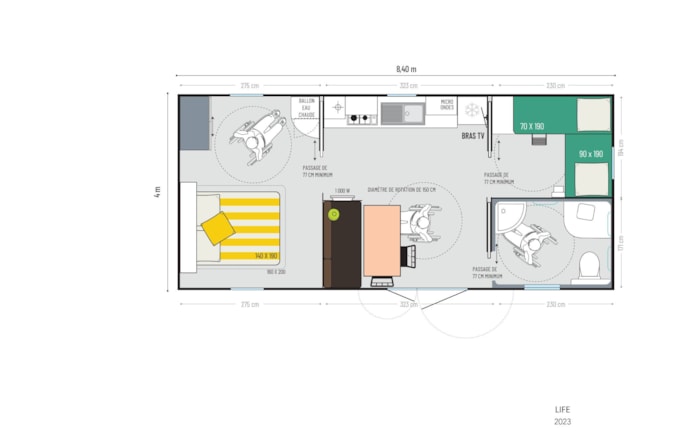 Mobil Home 4 Places 2 Chambres -Access-Premium