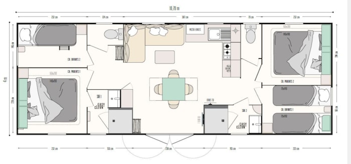 Mobil Home 8 Places 4 Chambres,  (4 Adult Et 4 Enf) Premium+ Climatisé