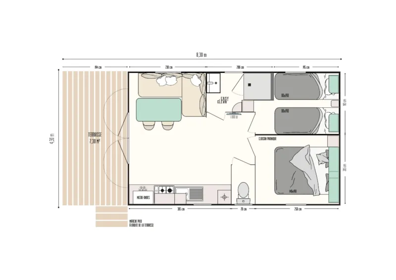 Mobil Home 4 Places 2 Chambres Loggia + Clim