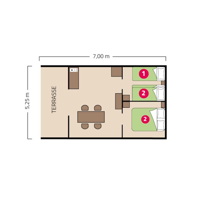 Tente Natura - 23M² - 2 Chambres