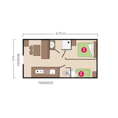 Caravan - 20m² - 2 bedrooms