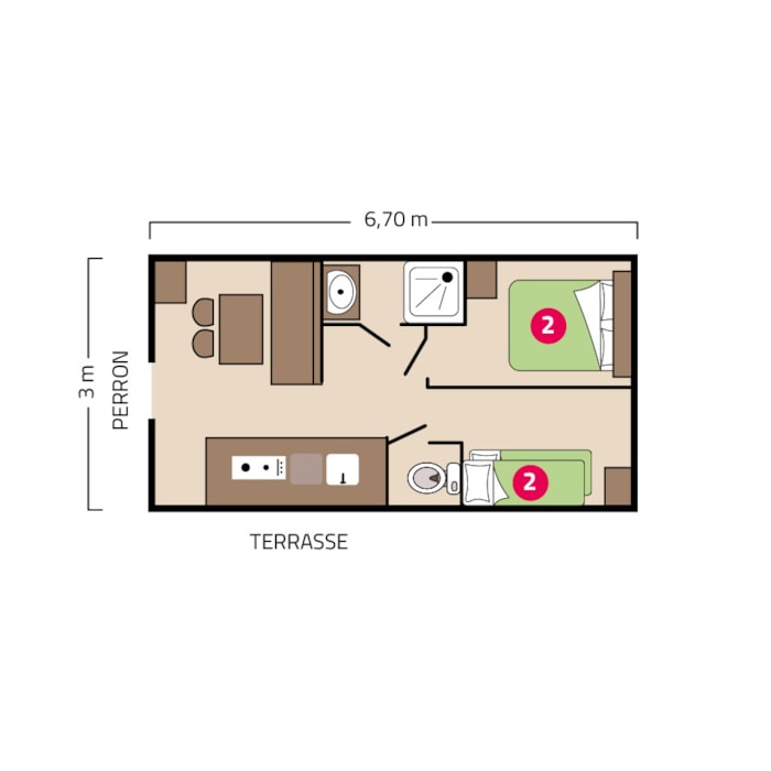 Roulotte - 20M² - 2 Chambres