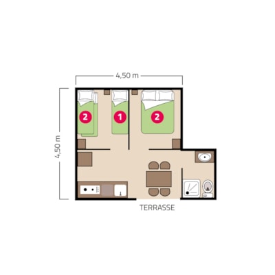 Cabin on stilts - 19m² -2 bedrooms