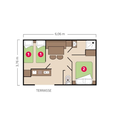 Riviera mobile home 22 m2 - 2 bedrooms