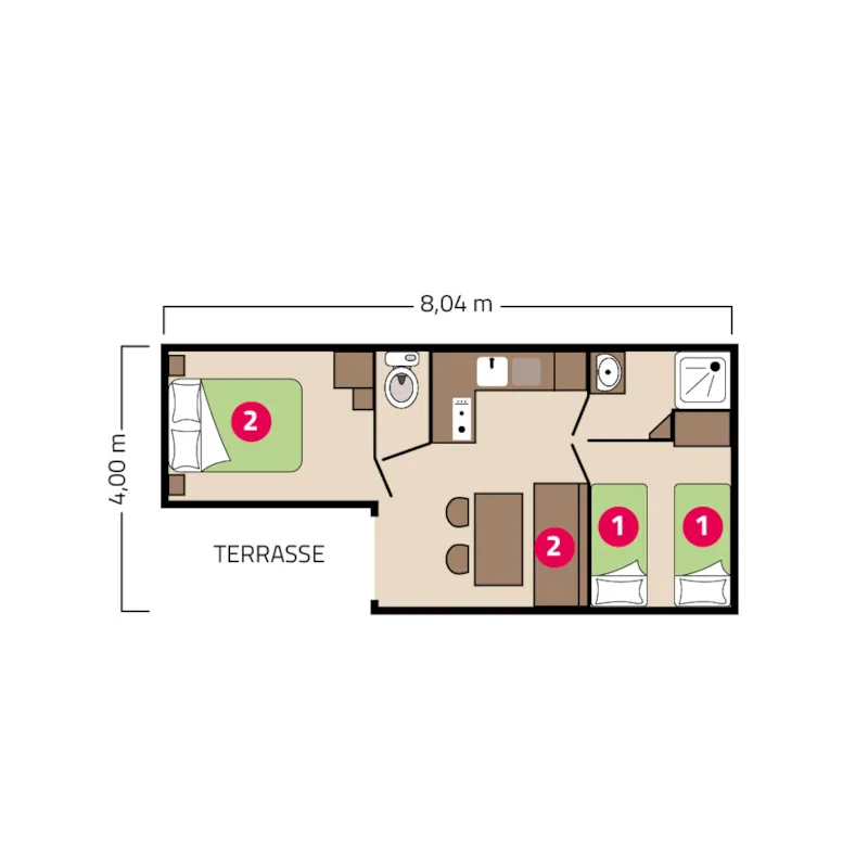 Mobil-Home Loggia Éco - 25M² - 2 Chambres