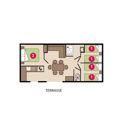 Mobil-Home Famille Clim - 33M² - 3 Chambres