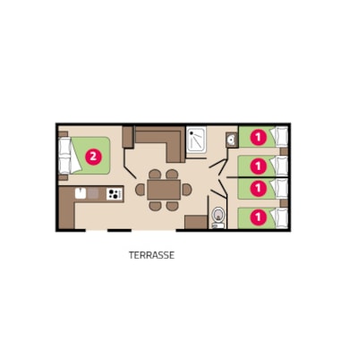 Family mobile home with air conditioning - 33m² - 3 bedrooms