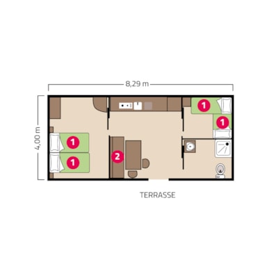 Accessible mobile home - 32m² - Sleeps 6 - 2 bedrooms