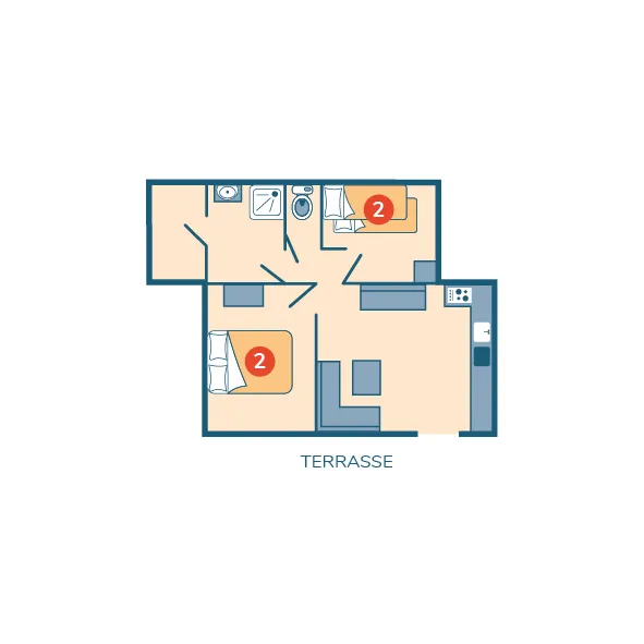 Appartement - 45M² - 2 Chambres