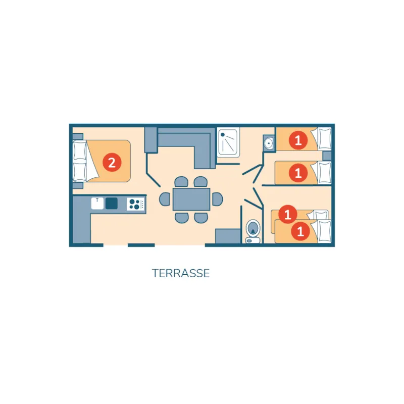 Mobil-Home Famille Clim - 33M² - 3 Chambres