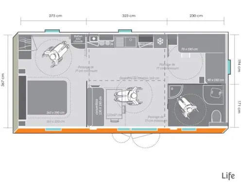 Mietunterkunft - Grand Mobilheim Behindertengerecht - image n°5 - Camping Les Cigales