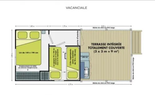 Accommodation - Le Vacanciale Without Sanitary Facilities - 2 Bedrooms (2) - image n°4 - Camping de Laborie