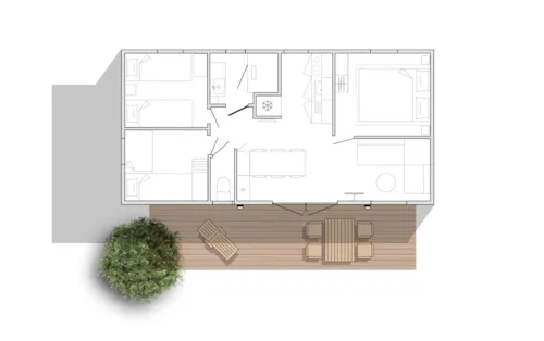 Huuraccommodatie(s) - Grand Confort O'hara 845  3 Kamers - image n°8 - Camping de Laborie