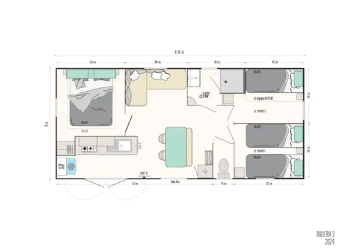 Mietunterkunft - Grand Confort Riviera 3 -  3 Zimmer - image n°7 - Camping de Laborie