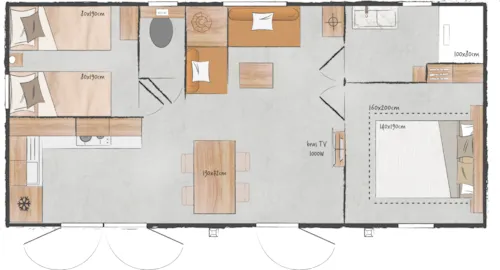 Mietunterkunft - Premium* 844 2 Chambres - Nouveauté 2026 - image n°6 - Camping de Laborie