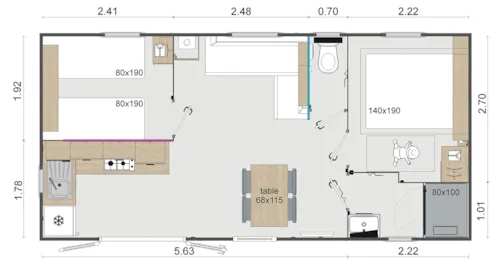 Mietunterkunft - Mobilheim Superieur 2 Schlafzimmer - image n°5 - Camping les Peupliers