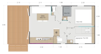 Mobile home Confort 2 bedrooms