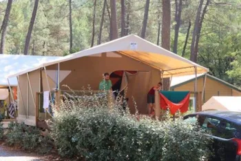 Location - Bungalow Toilé Canada 2 Chambres - Sans Sanitaire - Camping Paradis - Bois Simonet