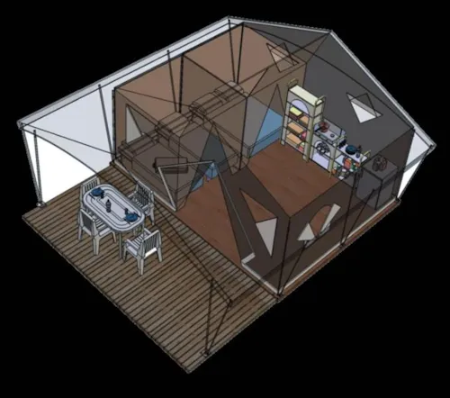 Location - Bungalow Toilé Canada 2 Chambres - Sans Sanitaire - image n°8 - Camping Paradis - Bois Simonet