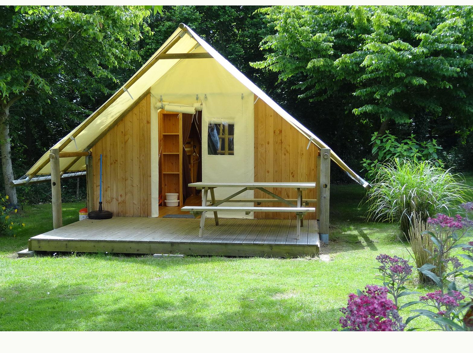 Location - Location Tente Lodge 24M² (3 Chambres + Mezzanine) - Camping Le Rouge Gorge