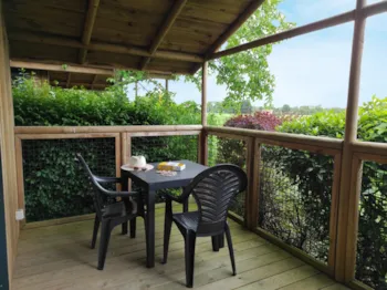 Mietunterkunft - Cabane Lodge Premium Solaro 1 Ch 2/4 Pers Clim Tv - Camping Le Rouge Gorge****