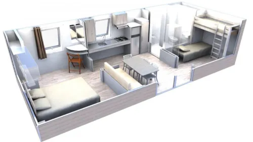 Mietunterkunft - Mobil-Home Pmr 35M² 2 Chambres - Climatisé + Tv - image n°4 - CAMPING LA SOURCE