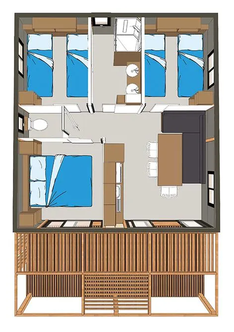 Huuraccommodatie(s) - Chalet Laurier Comfortabel Voor Grote Gezinnen - image n°9 - Camping Les Lavandes