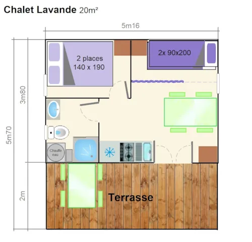 Huuraccommodatie(s) - Chalet Lavande Basic - image n°6 - Camping Les Lavandes