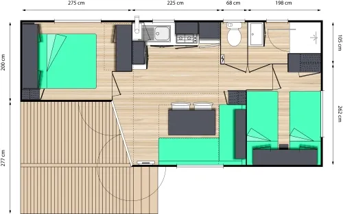 Location - Cottage  - 2 Chambres - 32M² Avec Terrasse - Climatisation - Tv . - image n°9 - Camping du Pont
