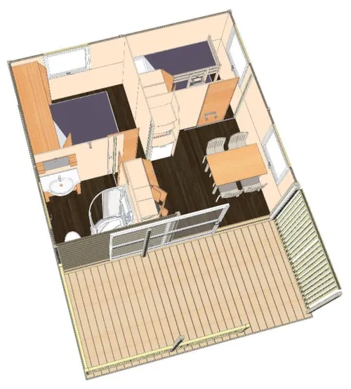 Location - Chalet -  2 Chambres - 32 M² - Terrasse - Tv. - image n°4 - Camping du Pont