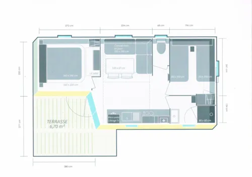 Accommodation - Mobil Home First - 2 Bedrooms - 35 M² - Terrace - Air Conditioning - Tv - Dishwasher. - image n°7 - Camping du Pont