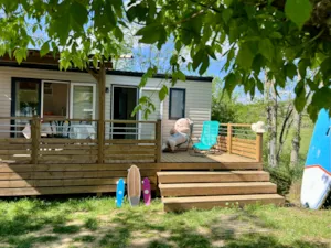 Locatif - MOBIL HOME PREMIUM - 2 CHAMBRES -  35M² - TERRASSE - CLIMATISATION - TV. - Camping du Pont