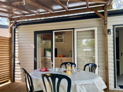 MOBILE HOME PREMIUM - 2 BEDROOMS - 35M² -  WITH TERASSE - AIRCO - TV.