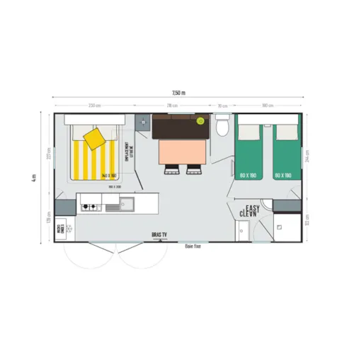 Location - Mobil Home Premium - 2 Chambres -  35M² - Terrasse - Climatisation - Tv. - image n°7 - Camping du Pont