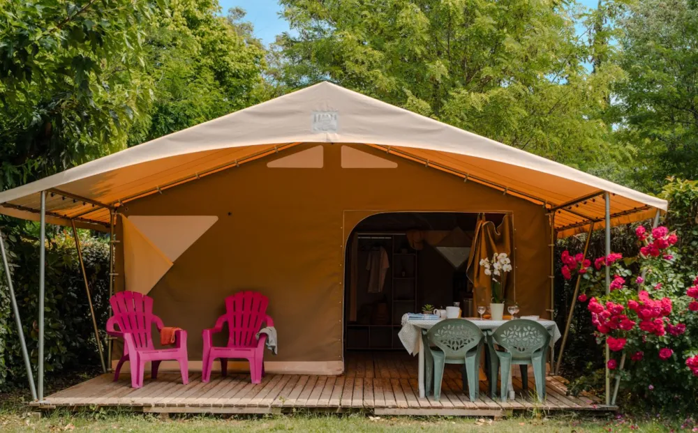 Accommodation - Tent Nomade - 2 Bedrooms - 30M² With Terasse - Without Sanitary. - Camping du Pont