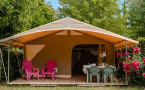 Locatif - L'INSOLITE LA TENTE NOMADE- 2 CHAMBRES- 30M² AVEC TERRASSE - sans sanitaires. - Camping du Pont