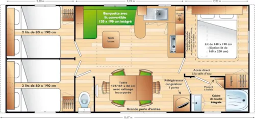 Location - Mobil-Home 3 Chambres Clim (D) - image n°7 - CAMPING LES HORTENSIAS
