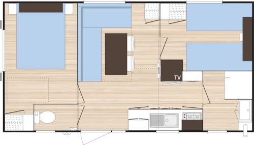 Location - Mobil-Home 2 Chambres+ Clim (D) - image n°5 - CAMPING LES HORTENSIAS