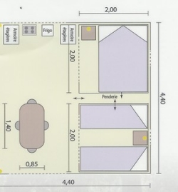 Huuraccommodatie - Bungalowtent 2 Slaapkamers - 19.36M² - CAMPING LE CHASSEZAC