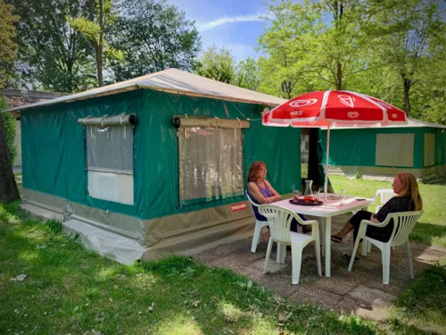 Accommodation - Canvas Bungalow 2 Bedrooms - Paved Terrace - image n°1 - CAMPING LE CHASSEZAC