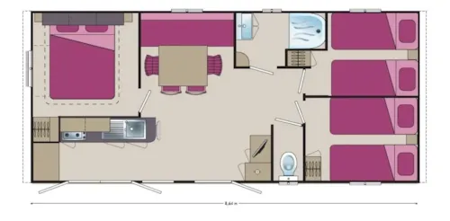 Accommodation - Comfort Mobile Home - 3 Bedrooms - Air Conditioning - Television - Covered Wooden Terrace - image n°2 - CAMPING LE CHASSEZAC
