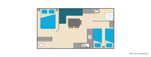 Accommodation - Premium Mobile Home- 2 Bedrooms - Air Conditioning - Television - Dishwasher -Covered Wooden Terrace - image n°2 - CAMPING LE CHASSEZAC